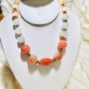 Bijou Bigitte coral & orange Agate necklace new